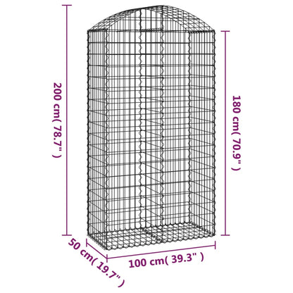 Cesto gabião arqueado 100x50x180/200 cm ferro galvanizado