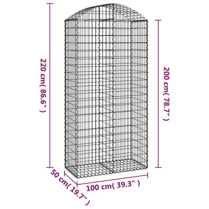 Cesto gabião arqueado 100x50x200/220 cm ferro galvanizado