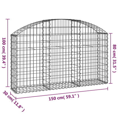 Cesto gabião arqueado 150x30x80/100 cm ferro galvanizado