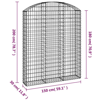 Cesto gabião arqueado 150x30x180/200 cm ferro galvanizado