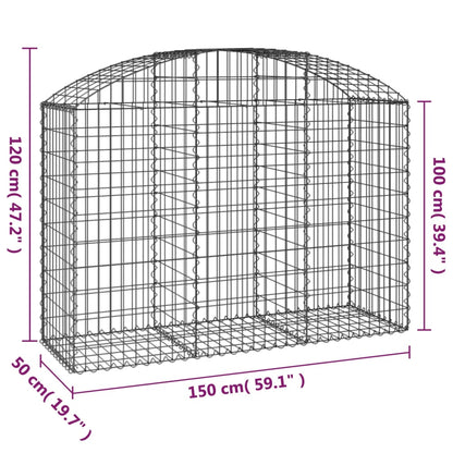 Cesto gabião arqueado 150x50x100/120 cm ferro galvanizado