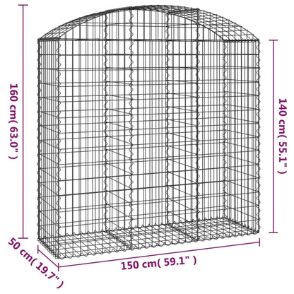 Cesto gabião arqueado 150x50x140/160 cm ferro galvanizado