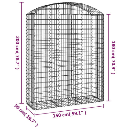 Cesto gabião arqueado 150x50x180/200 cm ferro galvanizado