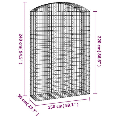 Cesto gabião arqueado 150x50x220/240 cm ferro galvanizado