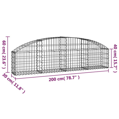 Cesto gabião arqueado 200x30x40/60 cm ferro galvanizado