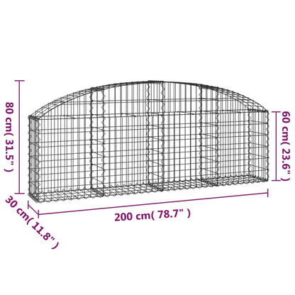 Cesto gabião arqueado 200x30x60/80 cm ferro galvanizado