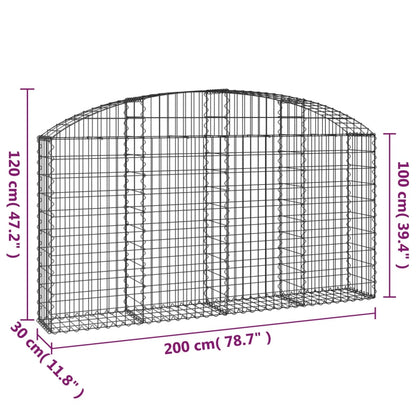 Cesto gabião arqueado 200x30x100/120 cm ferro galvanizado