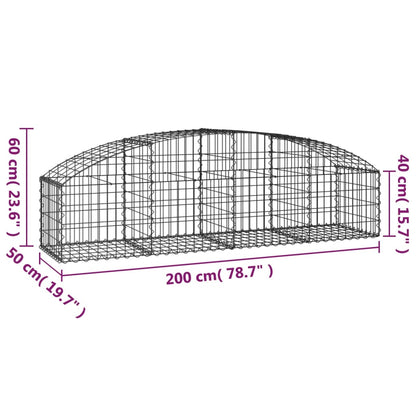 Cesto gabião arqueado 200x50x40/60 cm ferro galvanizado