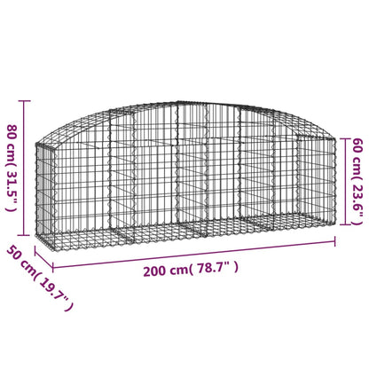 Cesto gabião arqueado 200x50x60/80 cm ferro galvanizado