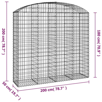 Cesto gabião arqueado 200x50x180/200 cm ferro galvanizado