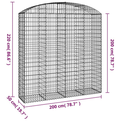 Cesto gabião arqueado 200x50x200/220 cm ferro galvanizado