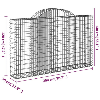 Cesto gabião arqueado 200x30x120/140 cm ferro galvanizado