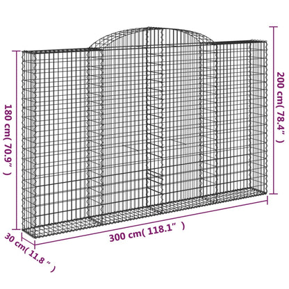 Cesto gabião arqueado 300x30x180/200 cm ferro galvanizado