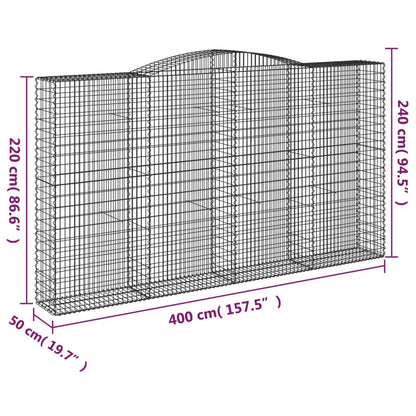 Cesto gabião arqueado 400x50x220/240 cm ferro galvanizado