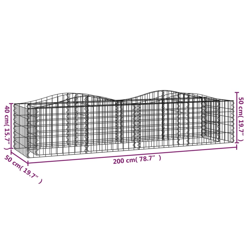 Canteiro elevado gabião arqueado 200x50x50 cm ferro galvanizado