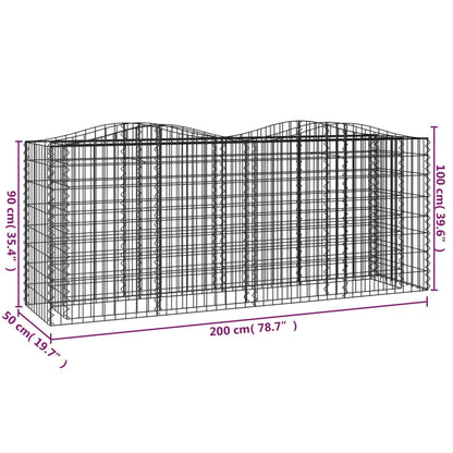 Canteiro elevado gabião arqueado 200x50x100cm ferro galvanizado