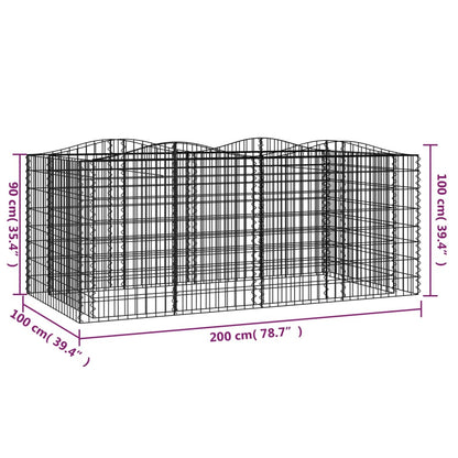 Canteiro elevado gabião arqueado 200x100x100 ferro galvanizado