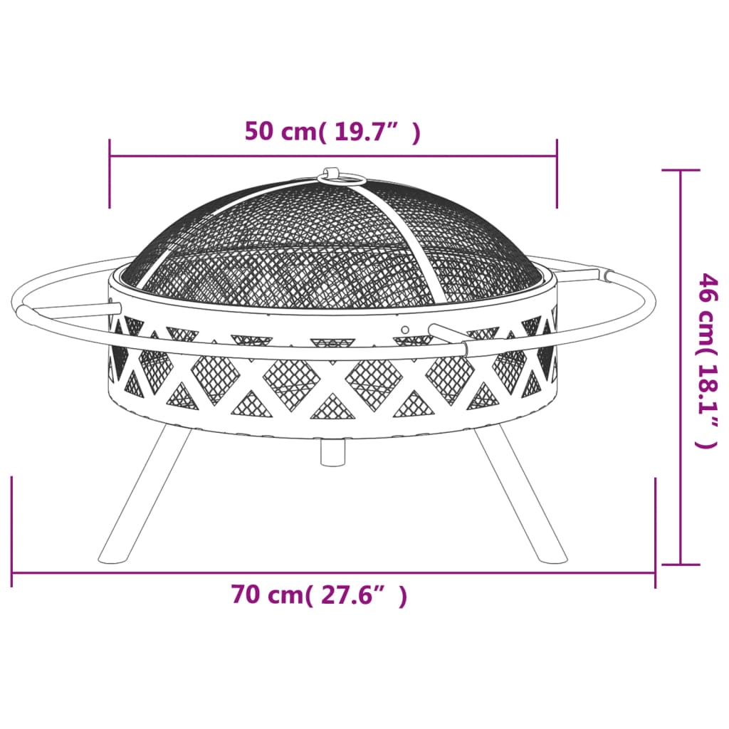 Braseira com atiçador 70 cm XXL aço