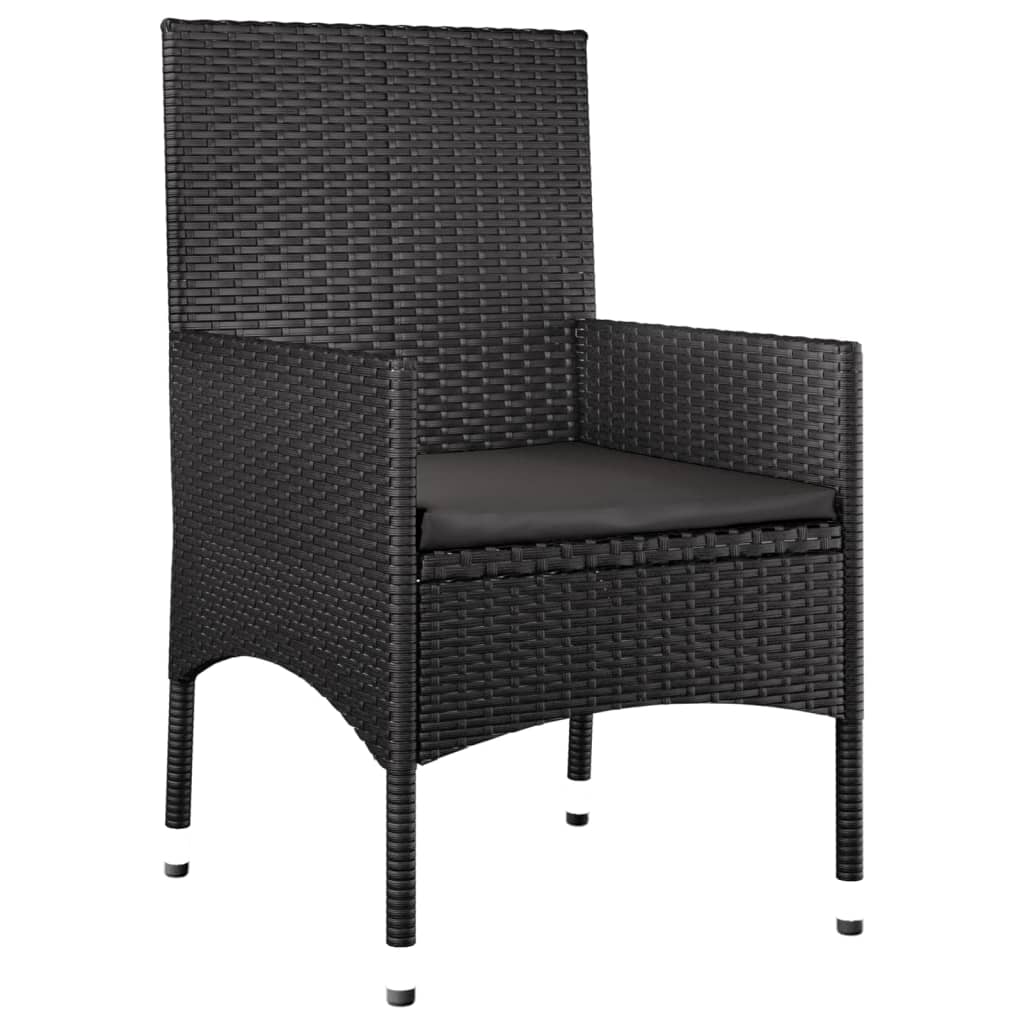 4 pcs conjunto lounge de jardim c/ almofadões vime PE preto