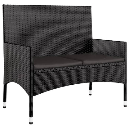 4 pcs conjunto lounge de jardim c/ almofadões vime PE preto