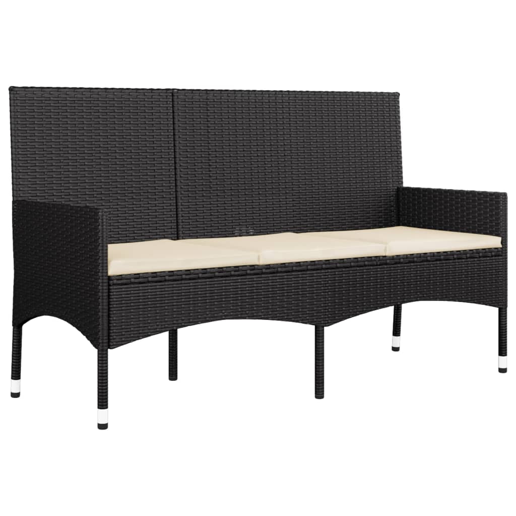 4 pcs conjunto lounge de jardim c/ almofadões vime PE preto