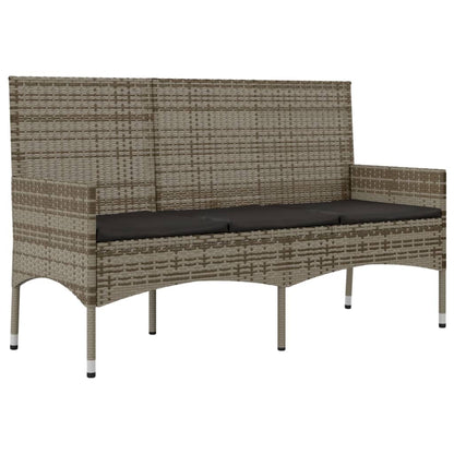 4 pcs conjunto lounge de jardim c/ almofadões vime PE cinzento