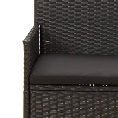 4 pcs conjunto lounge de jardim c/ almofadões vime PE preto