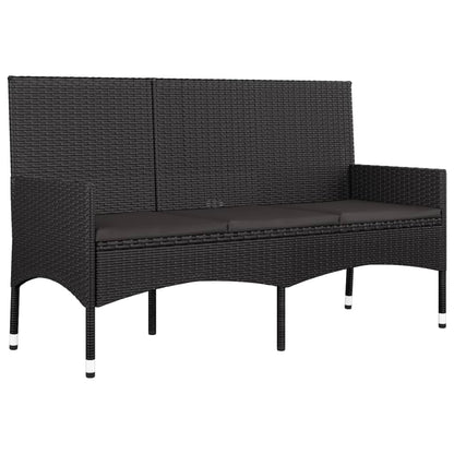 4 pcs conjunto lounge de jardim c/ almofadões vime PE preto