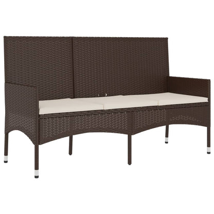 4 pcs conjunto lounge jardim c/ almofadões vime PE castanho