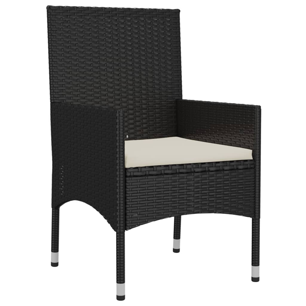 4 pcs conjunto lounge de jardim c/ almofadões vime PE preto