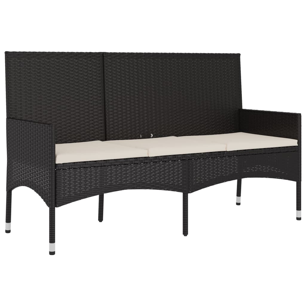 4 pcs conjunto lounge de jardim c/ almofadões vime PE preto