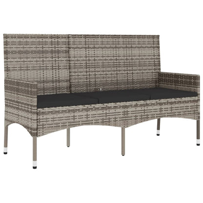 4 pcs conjunto lounge de jardim c/ almofadões vime PE cinzento