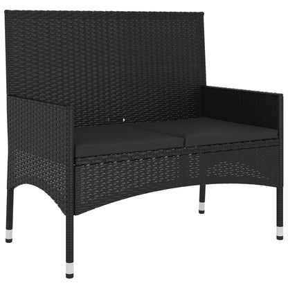 6 pcs conjunto lounge de jardim c/ almofadões vime PE preto