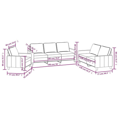 3 pcs conjunto de sofás com almofadões tecido cinzento-claro