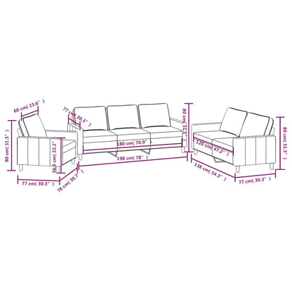 3 pcs conjunto de sofás com almofadões veludo cinzento-claro