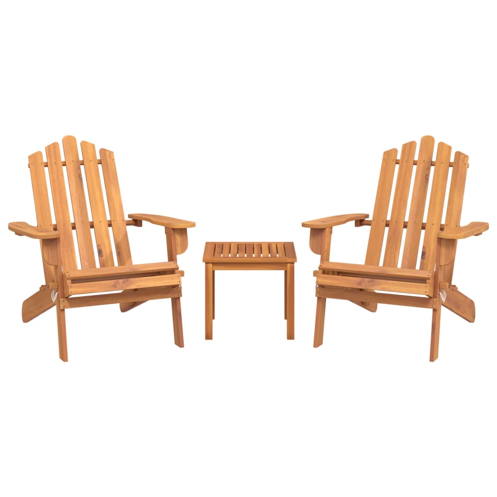 3 pcs conjunto lounge de jardim Adirondack acácia maciça