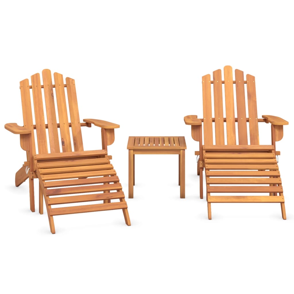 3 pcs conjunto lounge de jardim Adirondack acácia maciça