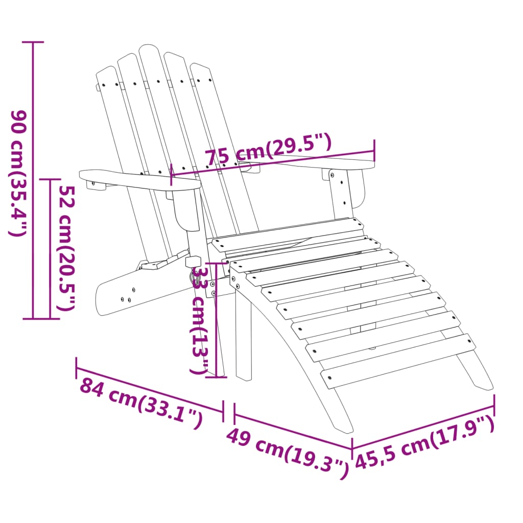 3 pcs conjunto lounge de jardim Adirondack acácia maciça