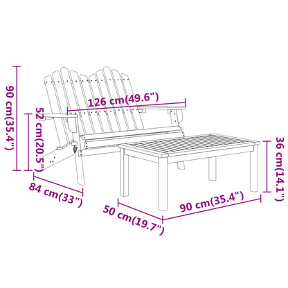 3 pcs conjunto lounge de jardim Adirondack acácia maciça