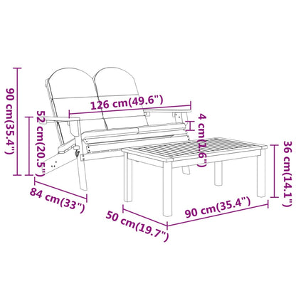 3 pcs conjunto lounge de jardim Adirondack acácia maciça