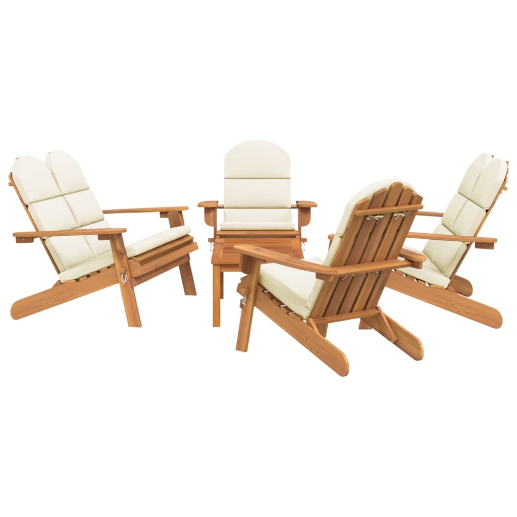 5 pcs conjunto lounge de jardim Adirondack acácia maciça