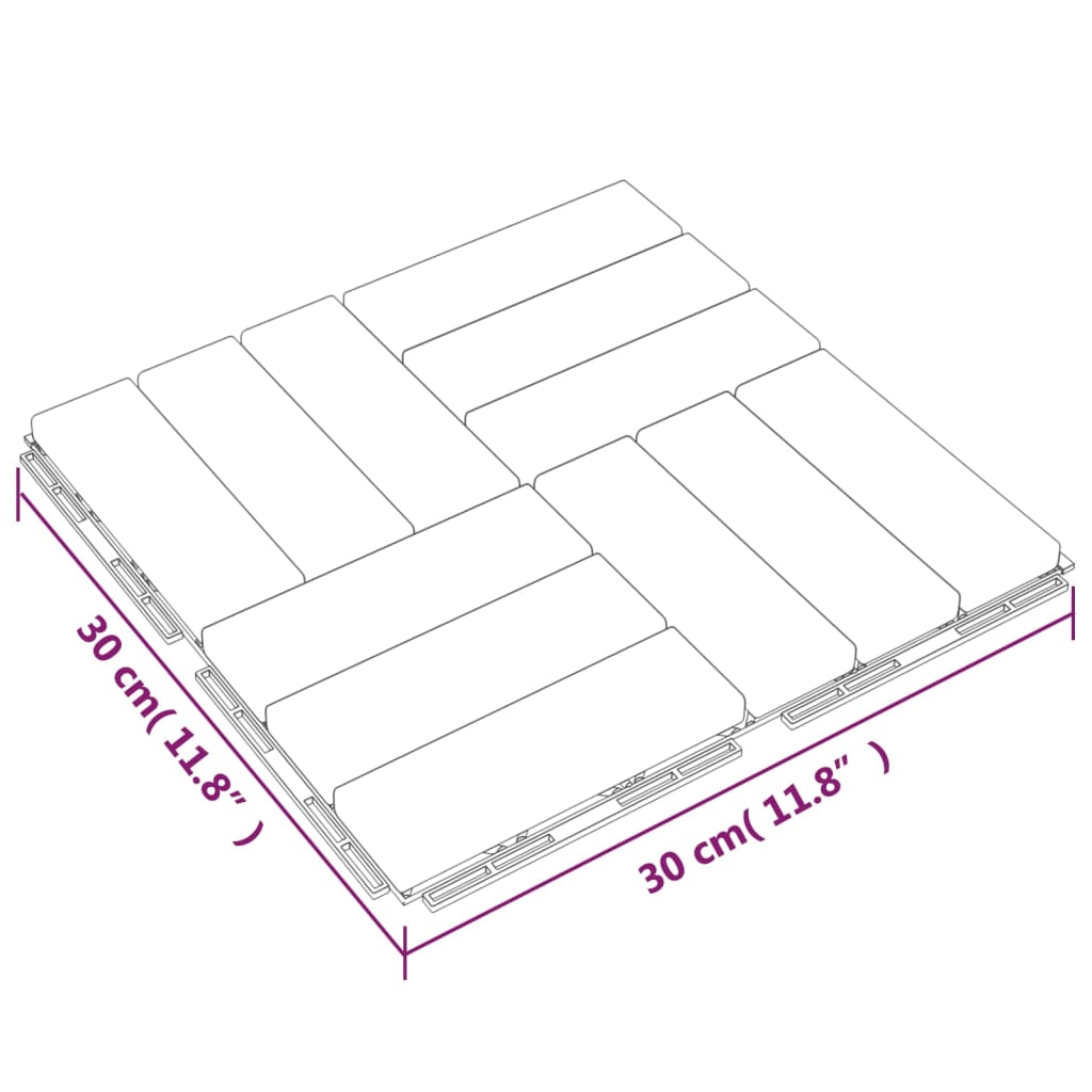 Ladrilhos de terraço 20 pcs 30x30 cm madeira de teca maciça