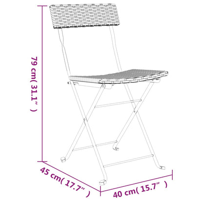 Cadeiras de bistrô dobráveis 4 pcs vime PE e aço cinzento