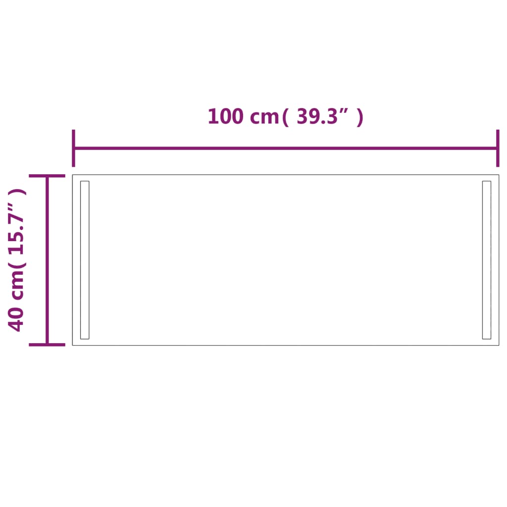 Espelho de casa de banho com luzes LED 40x100 cm