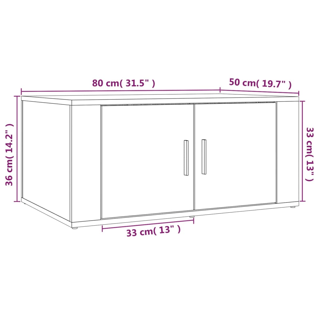 Mesa de centro 80x50x36 cm derivados madeira branco brilhante