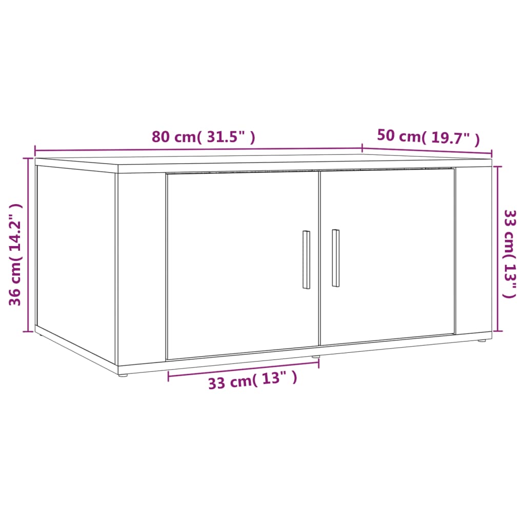 Mesa de centro 80x50x36 cm derivados madeira cinzento cimento