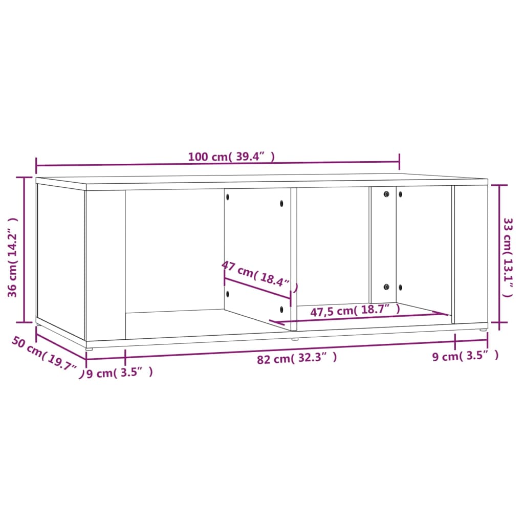 Mesa de centro 100x50x36 cm derivados de madeira branco