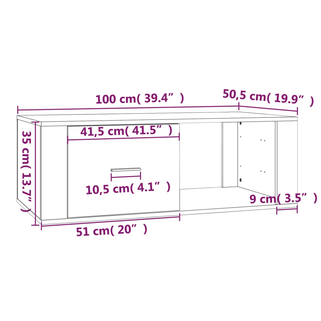 Mesa de centro 100x50,5x35 cm derivados de madeira branco