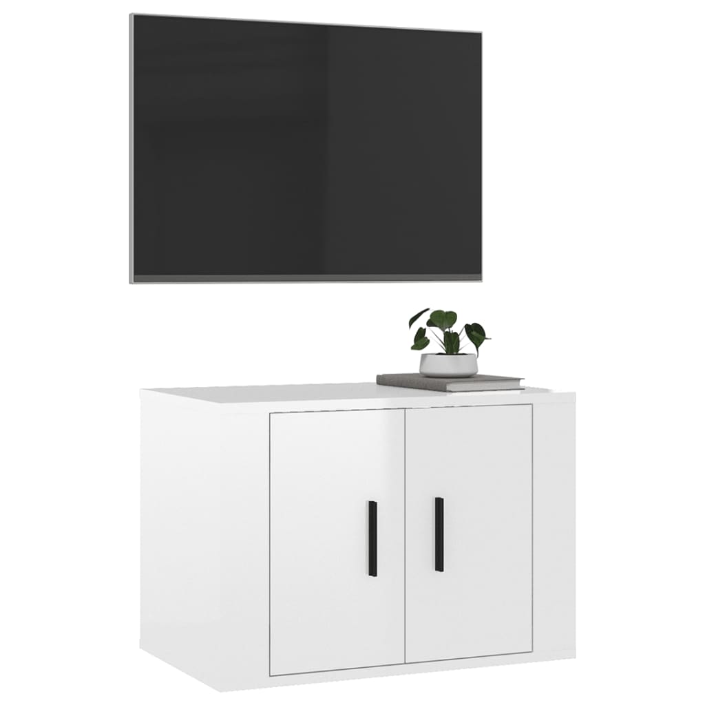 Móvel de TV para parede 57x34,5x40 cm branco brilhante