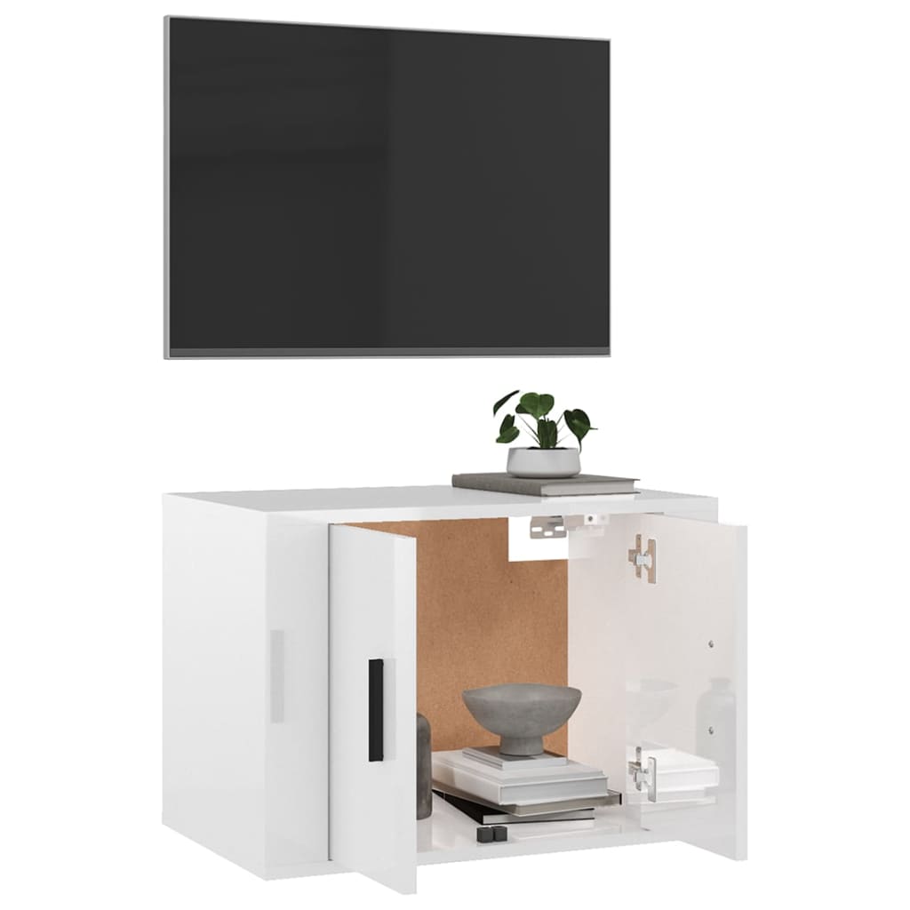 Móvel de TV para parede 57x34,5x40 cm branco brilhante